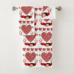 Serviettes de bain set Saint Valentin