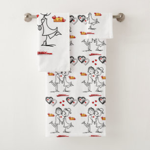 Serviettes de bain set Saint Valentin