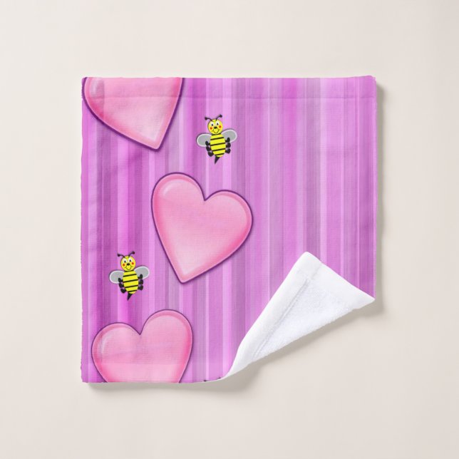 Serviettes de bain set Saint Valentin, Bee (Gant de toilette)