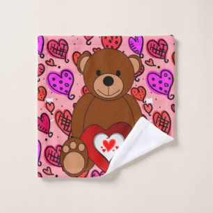 Serviettes de bain set Saint Valentin, Ours en pel