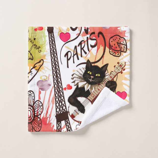 Serviettes de bain set Saint Valentin, Paris Franc (Gant de toilette)