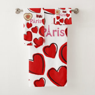 Serviettes de bain set Saint Valentin, Paris Franc