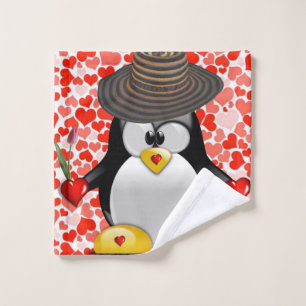 Serviettes de bain set Saint Valentin, Penguin