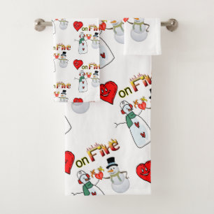 Serviettes de bain set Valentine's Day Hearts Snow