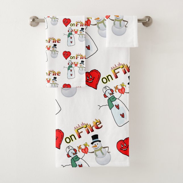 Serviettes de bain set Valentine's Day Hearts Snow (En situation)