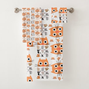 Serviettes de bain sets chats Whimsical