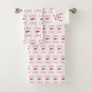 Serviettes de bain sets Saint Valentin Amour