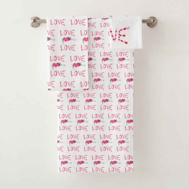 Serviettes de bain sets Saint Valentin Amour (En situation)