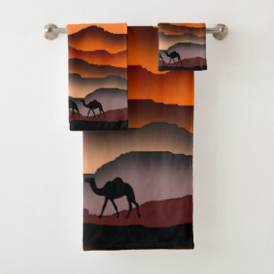 Serviettes de bain Sunset Desert Camel Desert