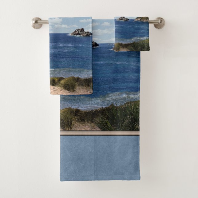 Serviettes de bain sur la mer (personnalisables) (En situation)