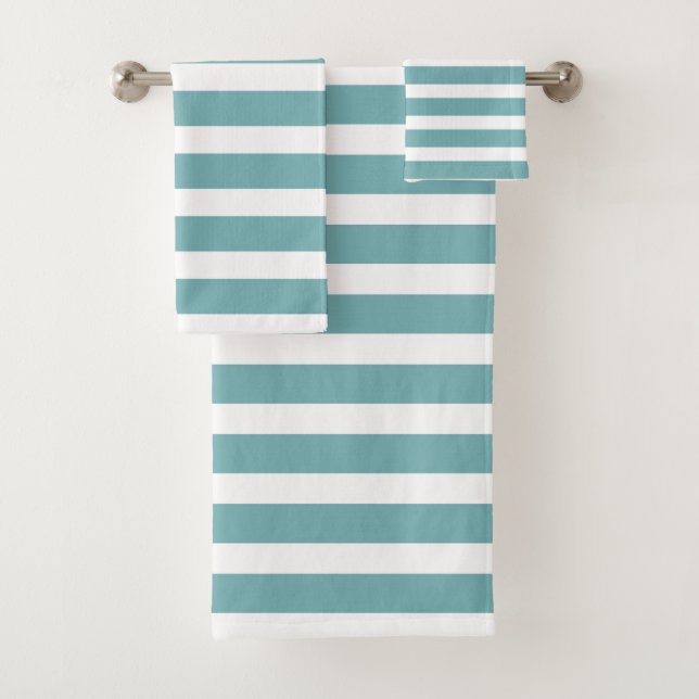 Serviettes de bain Turquoise et Blanc modernes (En situation)