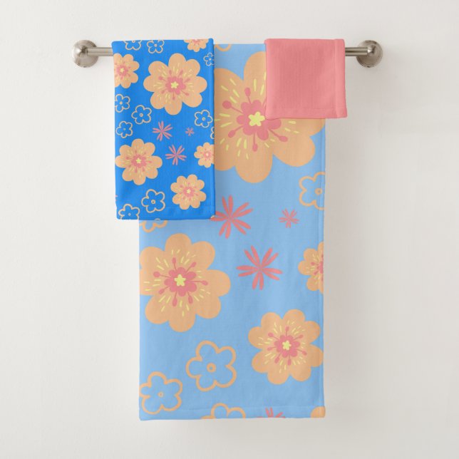 Serviettes de bain Vintage Orange Floral (En situation)