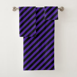 Serviettes de bain violet/noir en diagonale
