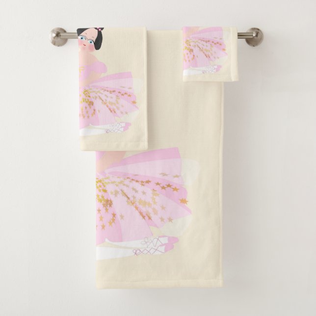 Serviettes de ballerine rose ensemble. (En situation)