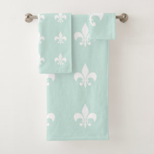Serviettes de Bath de Fleur de Lis Pastel Seafoam