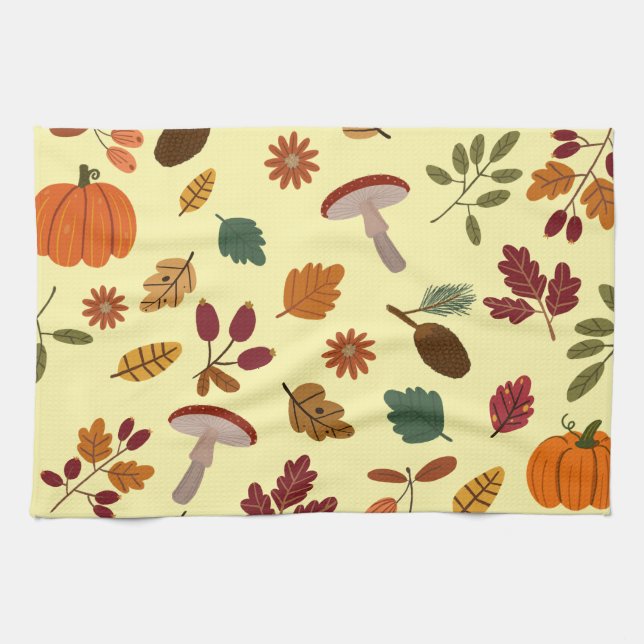 Serviettes de cuisine à motif de feuilles d'automn (Horizontal)