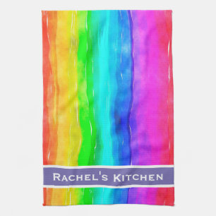 Serviettes de cuisine arcs-en-ciel aquarelle Arc-e