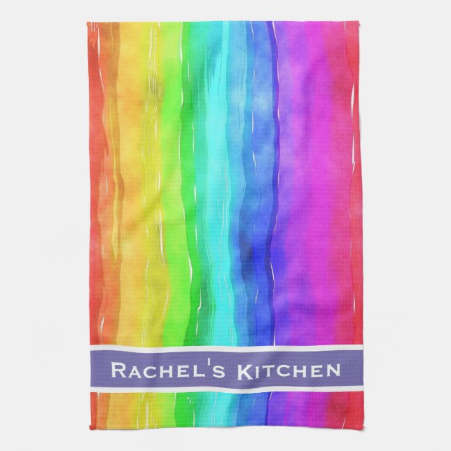 Serviettes de cuisine arcs-en-ciel aquarelle Arc-e (Vertical)