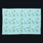 Serviettes de cuisine atomiques bleues de<br><div class="desc">Les serviettes de cuisine atomiques iconiques bleues de Starbursts des oeufs de ce Robin modèlent les starbursts atomiques iconiques de caractéristiques. C'est exact ! La vieille école, arrière - plan coloré par bleu des oeufs du merle avec des taches d'or est le contexte parfait pour la turquoise vibrante, le céleri...</div>