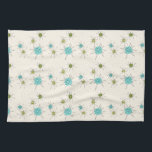 Serviettes de cuisine atomiques iconiques de<br><div class="desc">Les serviettes de cette cuisine atomiques iconiques de Starbursts modèlent les starbursts atomiques iconiques de caractéristiques. C'est exact ! La vieille école, arrière - plan crème avec des taches d'or est le contexte parfait pour la turquoise vibrante, le céleri calmant, et les cercles colorés de vert kitschy de poire. Les...</div>