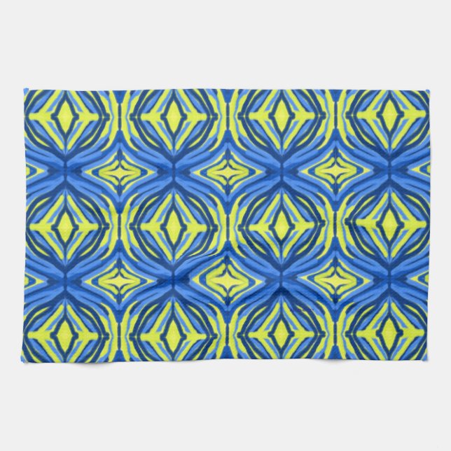 Serviettes de cuisine bleu et jaune (Horizontal)