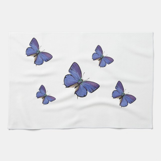 serviettes de cuisine bleues de papillon (Horizontal)