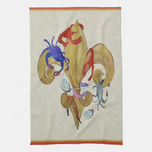 Serviettes de cuisine Cajun Fleur de lis de l'art (Vertical)