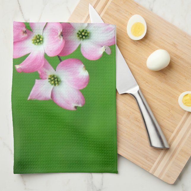 Serviettes de cuisine Cascade de Cornouiller Rose (Quart Plié)