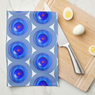 Serviettes de cuisine - Cercles concentrés en bleu