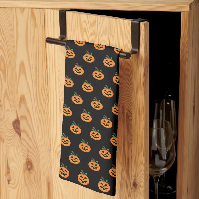 Serviettes de cuisine Citrouille Halloween (Pliage en tiers)