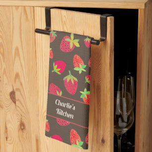 Serviettes de cuisine colorées à base de fraises