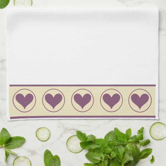 Serviettes de cuisine de coeur violet (Plié)