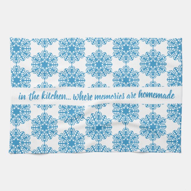 Serviettes de cuisine de Noël bleu glace (Horizontal)