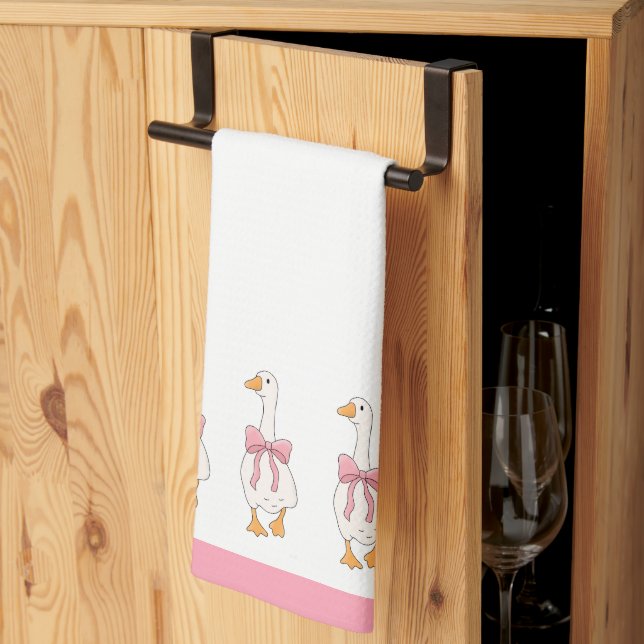 Serviettes de cuisine d'oie de Ferme Rose (Pliage en tiers)