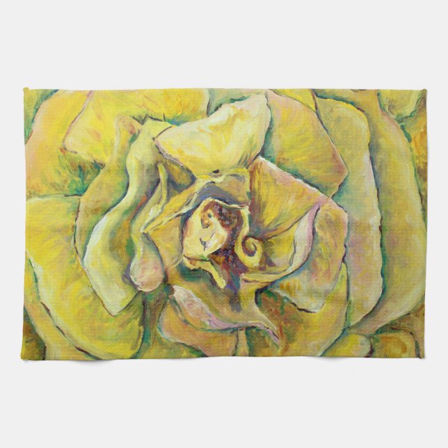 Serviettes de cuisine en torse de rose jaune (Horizontal)