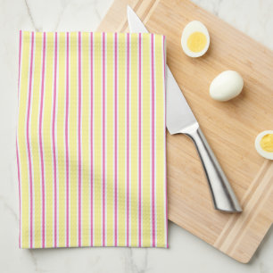 Serviettes de cuisine jaune et rose chaud