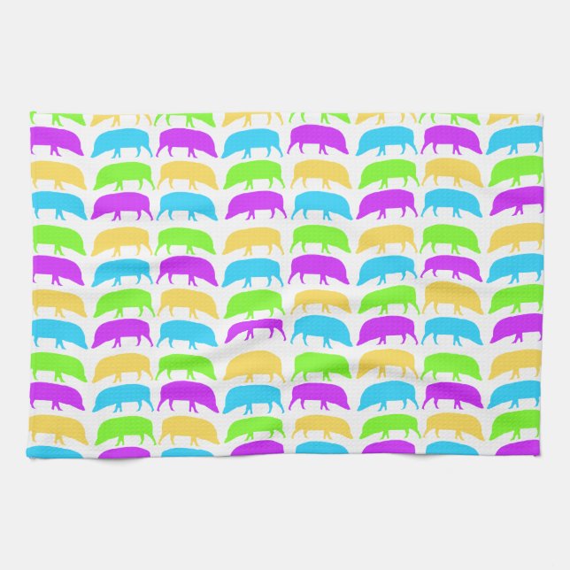 Serviettes de cuisine jaunes verts violets bleus m (Horizontal)