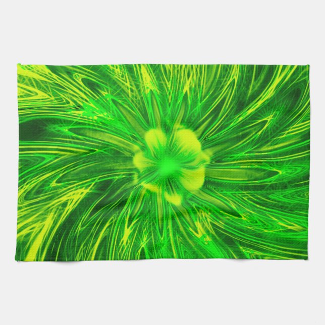 Serviettes de cuisine Lignes Abstraites Fleur vert (Horizontal)