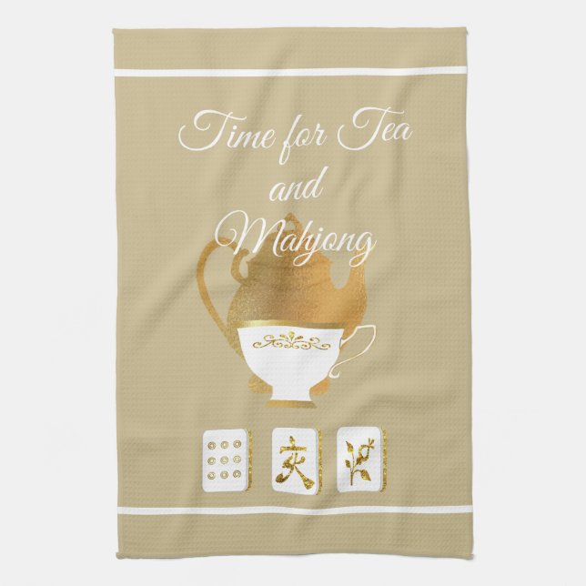 Serviettes de cuisine Mahjong et Tasse à Thé (Vertical)