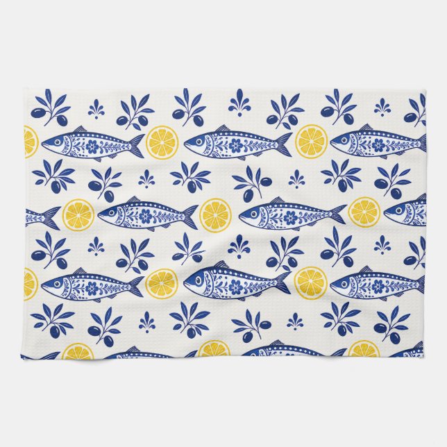 Serviettes de cuisine méditerranéennes, Citron, Ol (Horizontal)