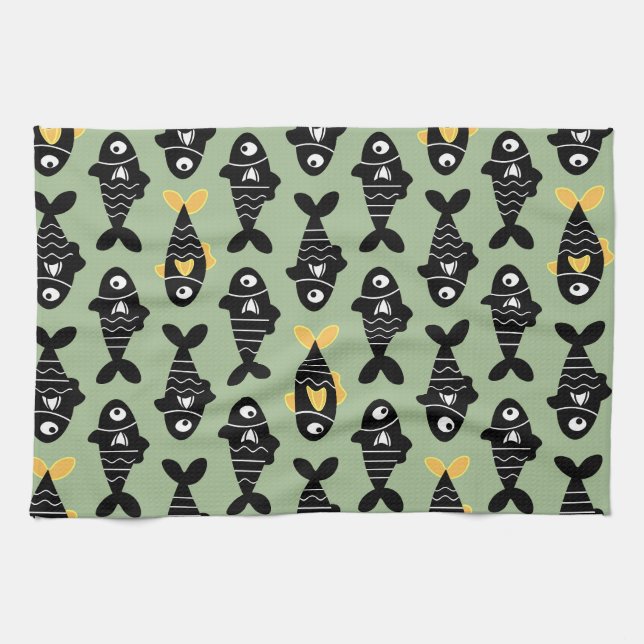 Serviettes de cuisine Motif Quirky Seamless Black  (Horizontal)