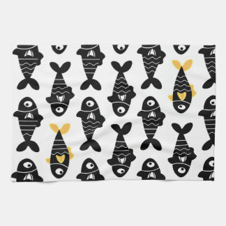 Serviettes de cuisine Motif Quirky Seamless Black
