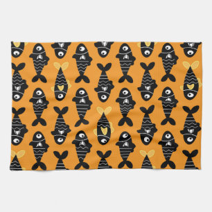 Serviettes de cuisine Motif Quirky Seamless Black