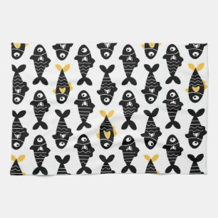 Serviettes de cuisine Motif Quirky Seamless Black