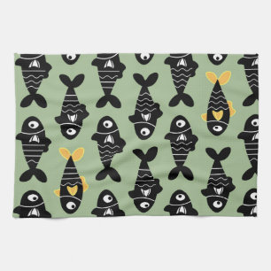 Serviettes de cuisine Motif Quirky Seamless Black