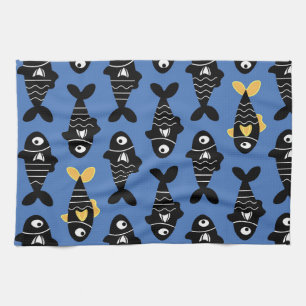 Serviettes de cuisine Motif Quirky Seamless Black 