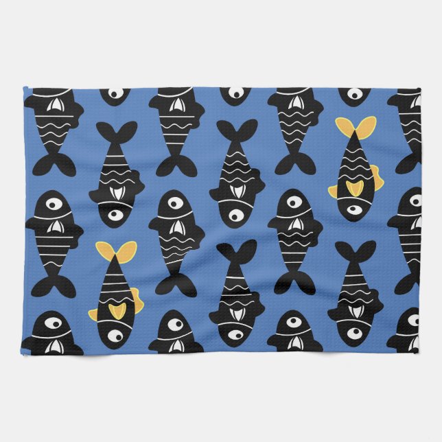 Serviettes de cuisine Motif Quirky Seamless Black  (Horizontal)