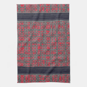 Serviettes de cuisine Motif Red & Grey X et O