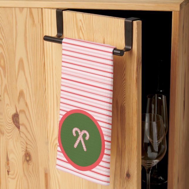 Serviettes de cuisine Noël/menthe poivrée (Pliage en tiers)