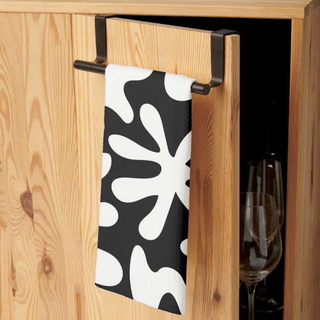 Serviettes de cuisine noir et blanc (Pliage en tiers)